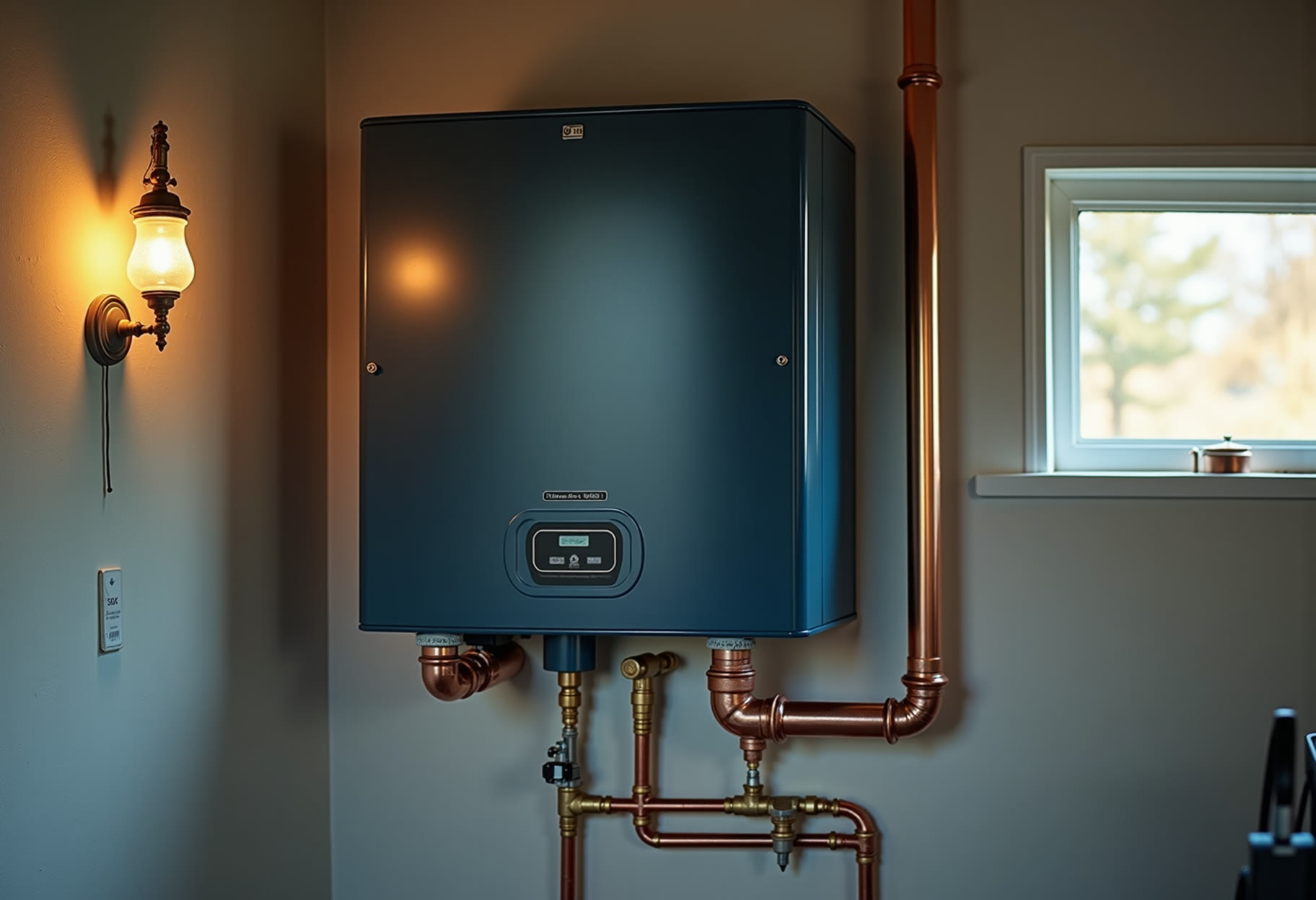 Tankless water heater mounted and vented in Oklahoma City